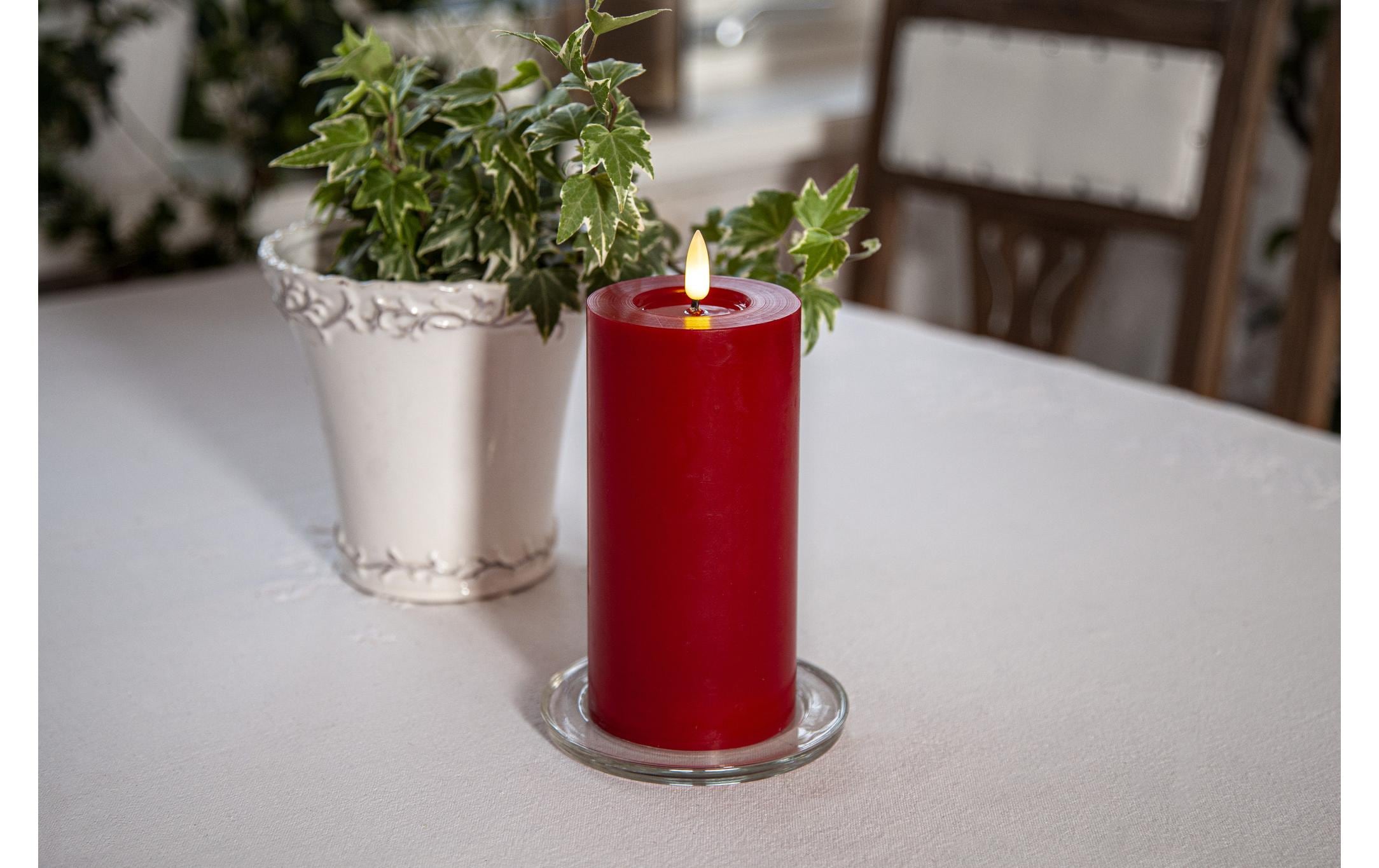LED-Kerze Pillar Flamme Flow, 17.5 cm, RotLED-Kerze für den Innenbereich