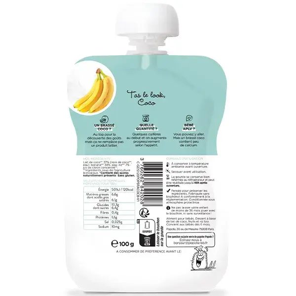Popote Gourde Brassé Coco Banana 100g