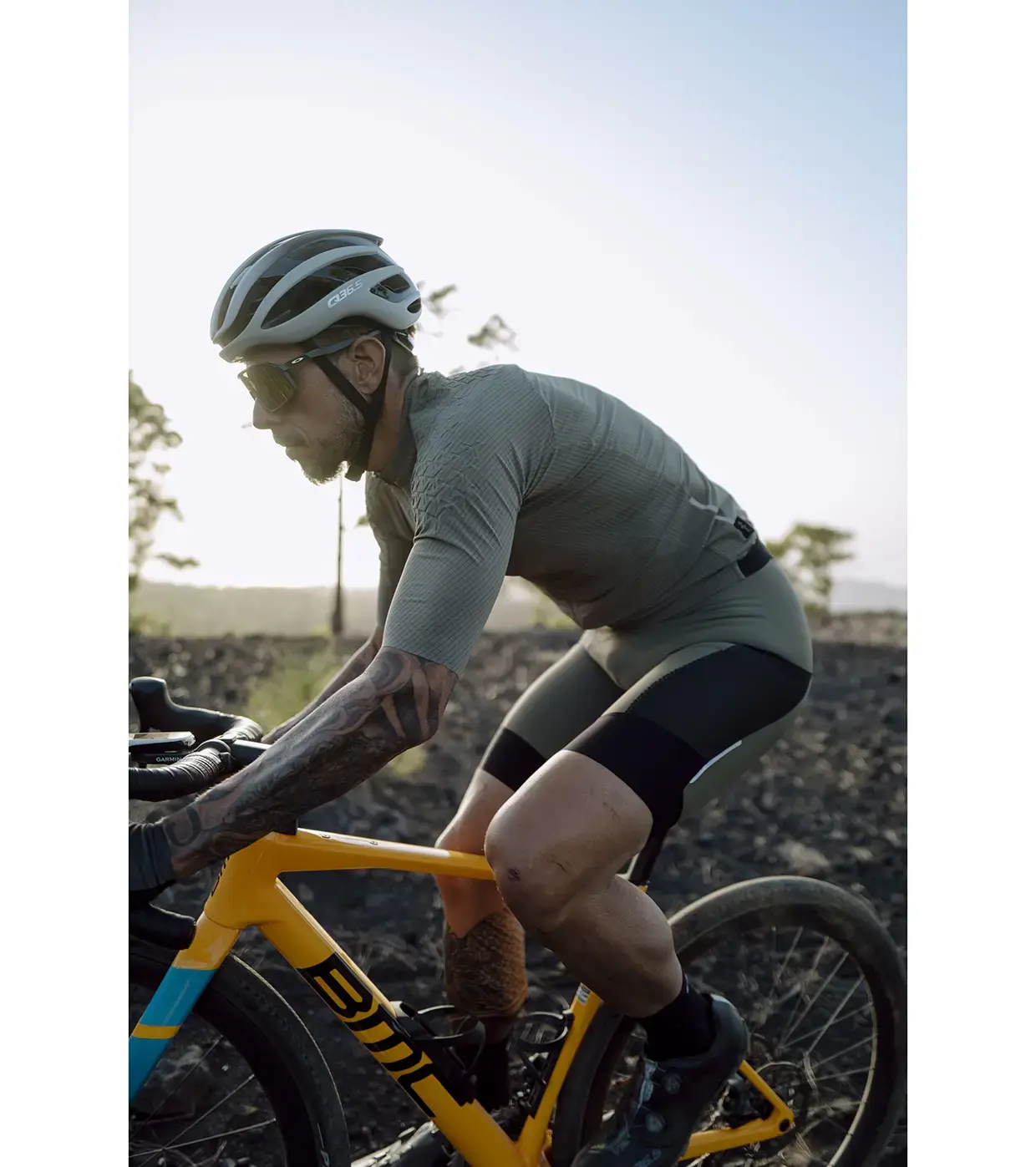 Q36.5 Grid Skin Fietsshirt Korte Mouwen Olijfgroen Heren