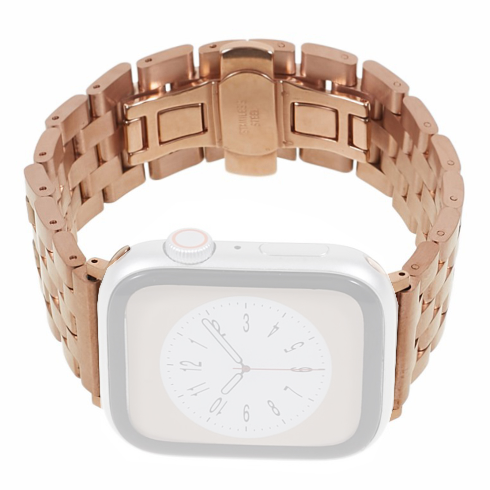 Apple Watch (49/46/45/44 mm) Edelstahl Glieder Armband mit Butterfly Verschluss - Roségold