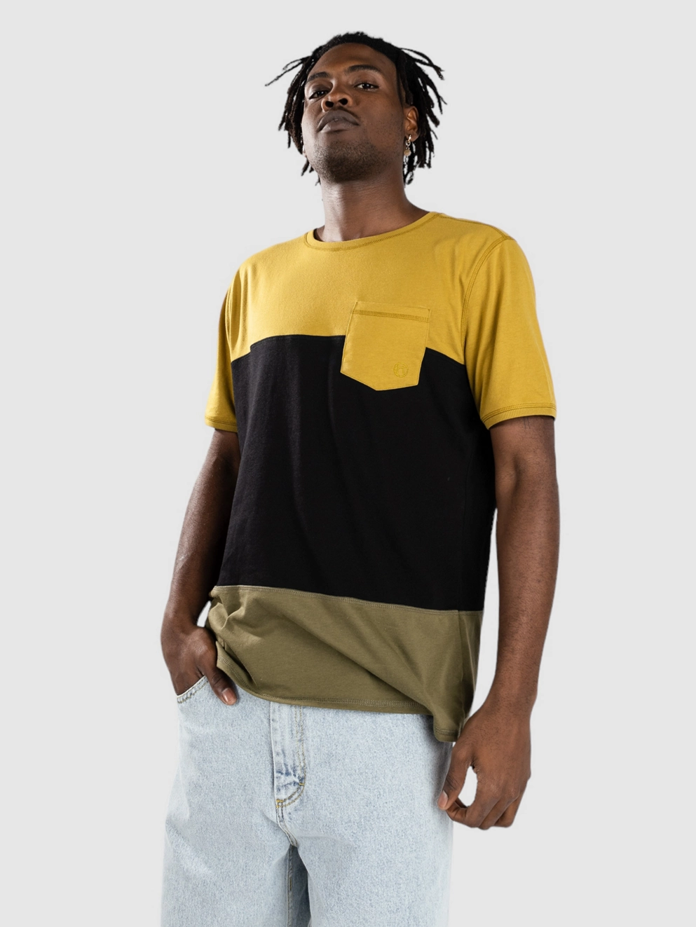 Kazane Erik T-Shirt ecru ol caviar burnt oliv