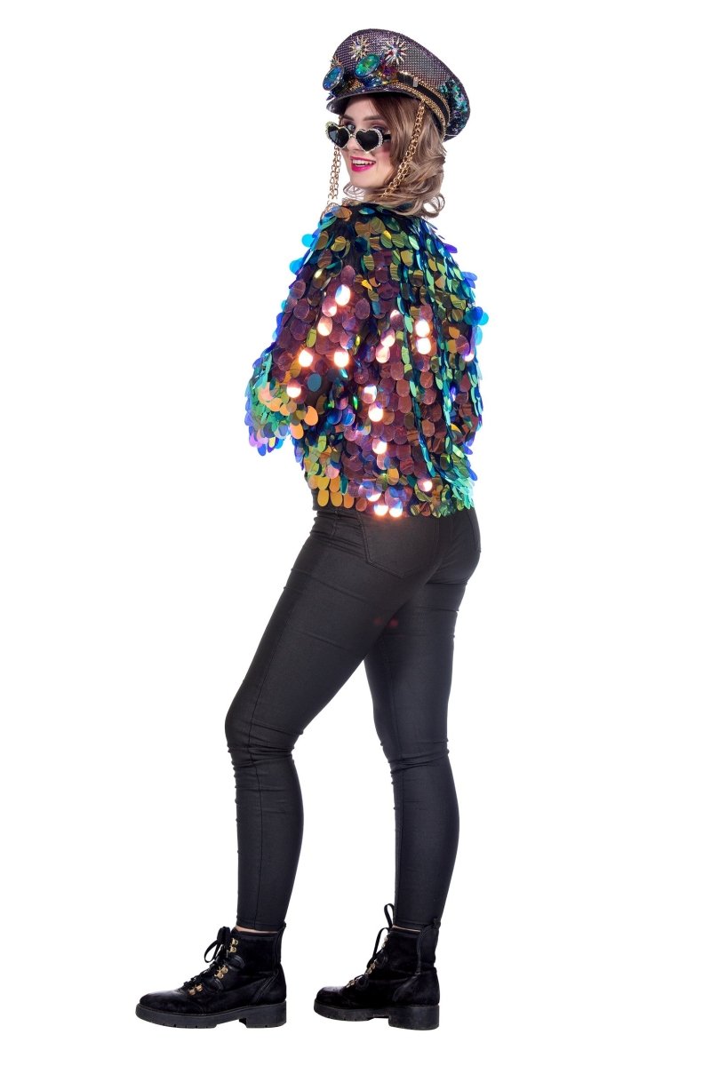 Blauw Gouden Jas Dames Pailetten Kort