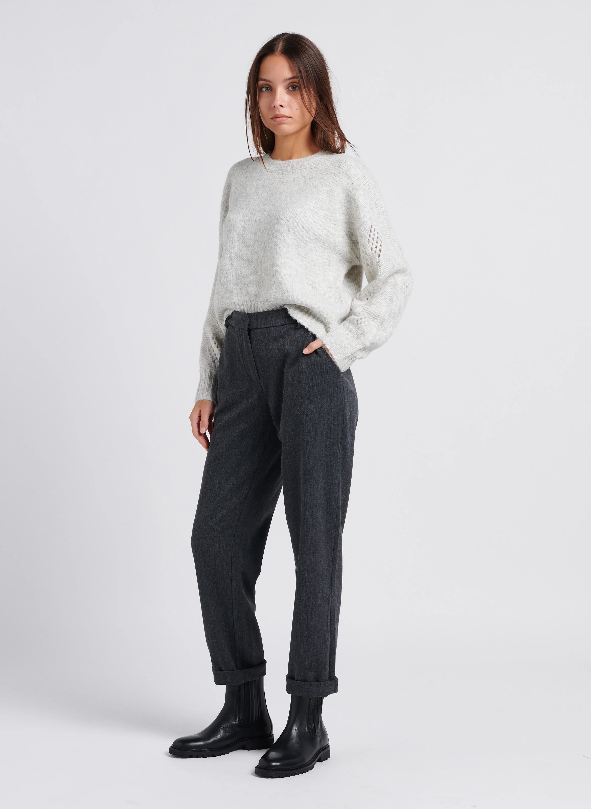 RILEY - Pantalon droit| Gris