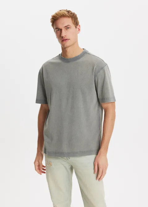 Oversized t-shirt washed blauw (PETROL)
