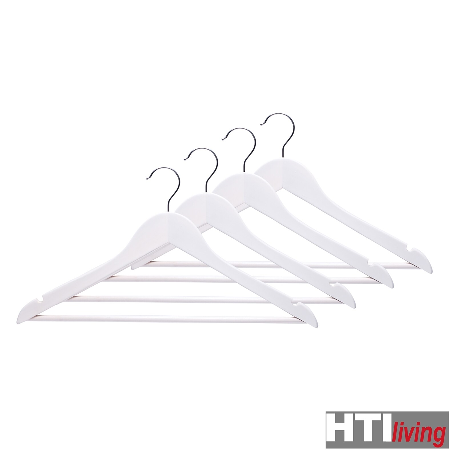 HTI-Living Kleiderbügel-Set, 4-teilig Holz, weiß