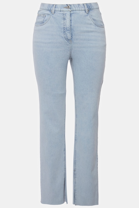 Jeans, Straight Fit, High Waist, Saumschlitze innen, 5-Pocket