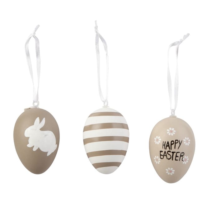 Dekohänger Ostereier - Happy Easter - aus Kunststoff - ca. 6 x 4 cm - 6 Stück