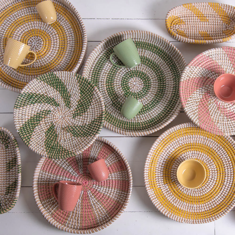 Set de 2 plateaux jonc mer vert Table passion