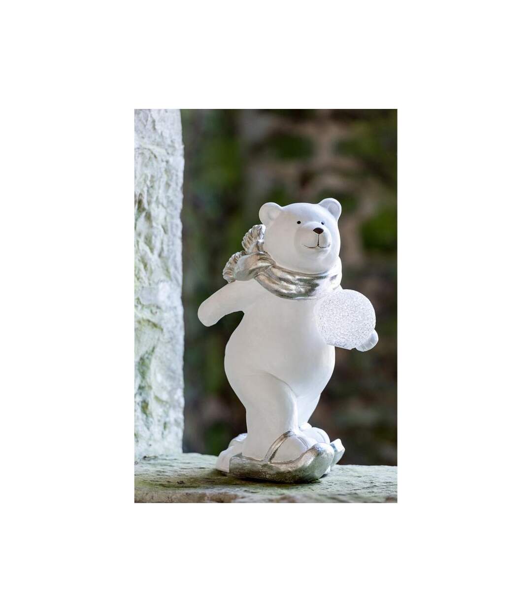 Paris Prix - Statuette Déco Led ours Polaire Debout 36cm Blanc