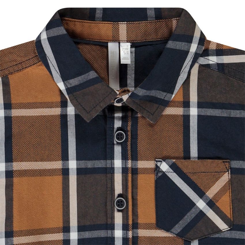 Chemise manches longues à carreaux pour bébé garçon - Bleu marine