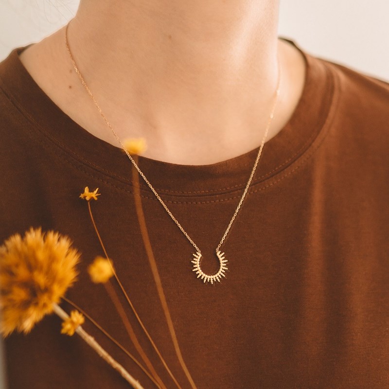 Collier Fin Plaqué Or Mode Pendentif Soleil