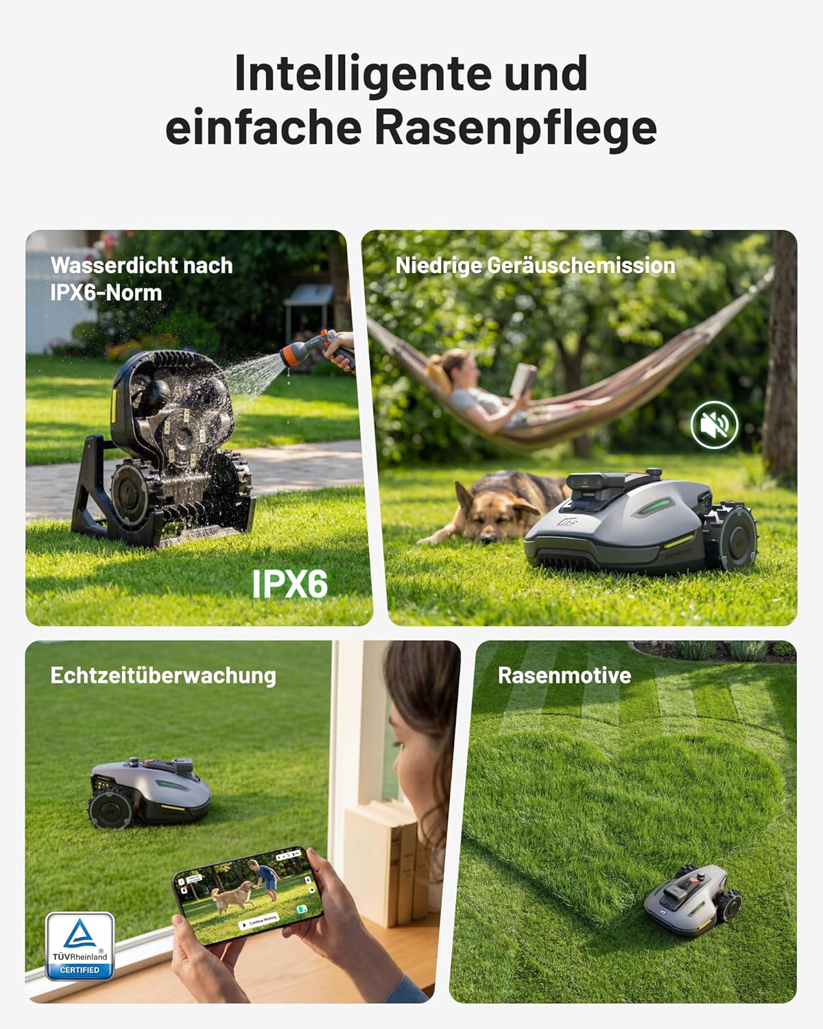 MAMMOTION YUKA mini 2 500 Mähroboter ohne Begrenzungskabel, Empf. 500 m², AI-gestützte DREI-Kamera-Bildverarbeitung Rasenmäher Roboter, Auto-Mehrzonen-Kartierung, DropMow, Manuelle Kartenbearbeitung