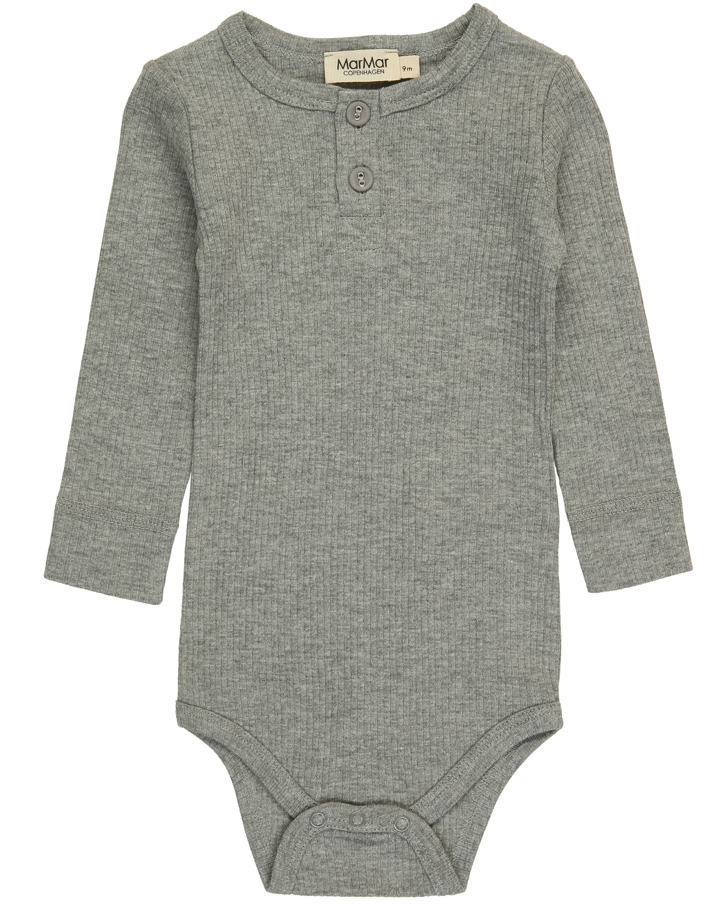 Langarmbody HENLEY in grey melange
