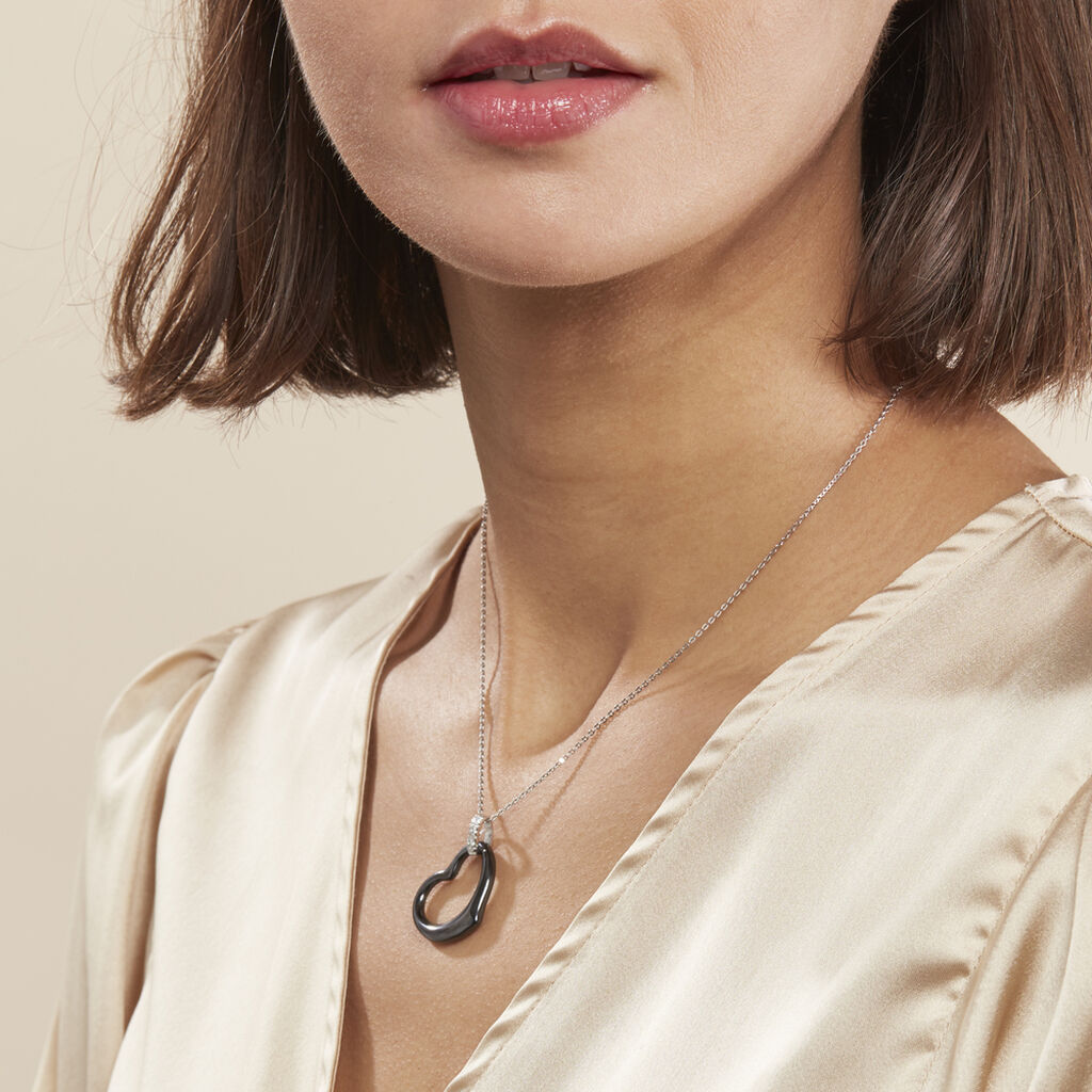 Collier Pam Argent Blanc Céramique Et Oxyde De Zirconium