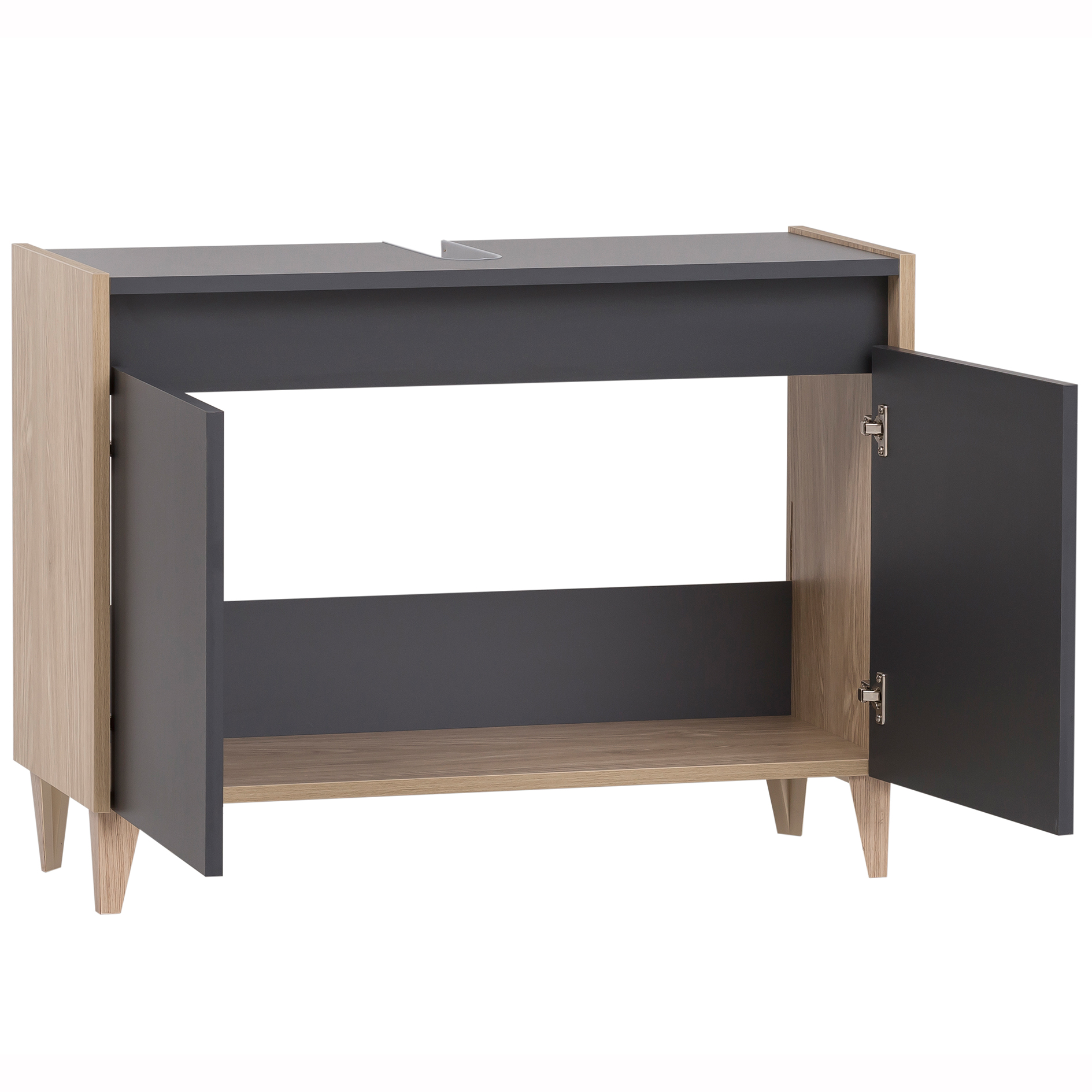 Waschbeckenunterschrank - anthrazit - Eiche hell - 80 cm