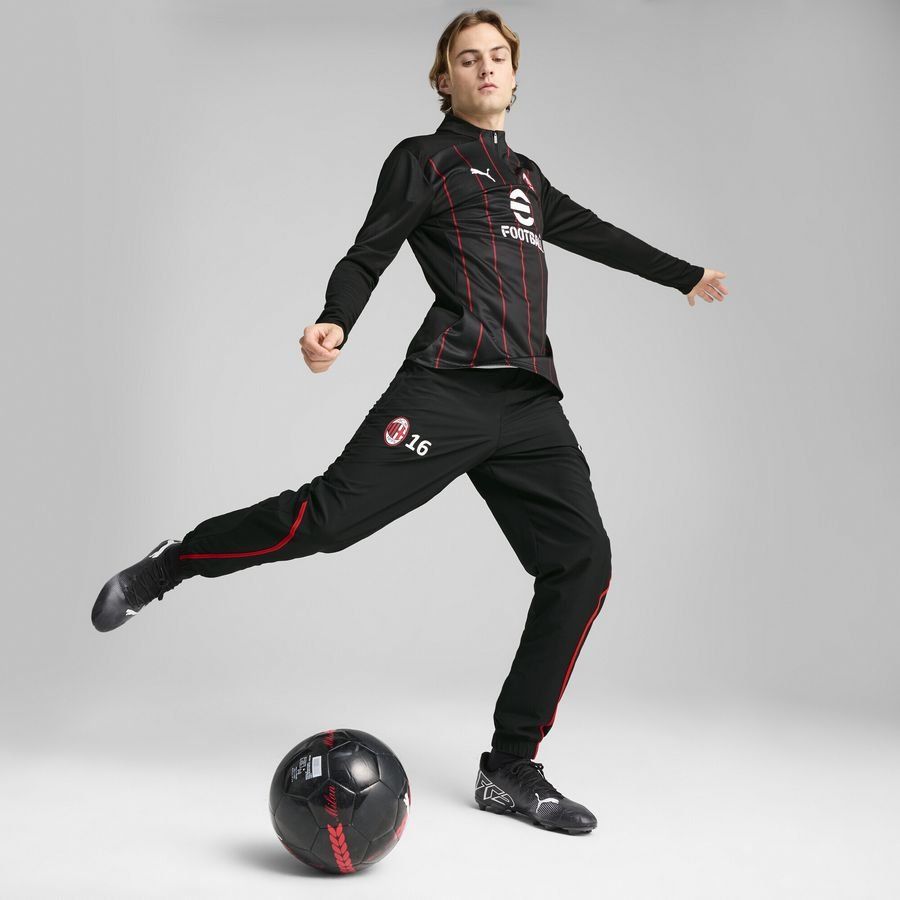 Milan AC Maillot d'Entraînement Avant-Match Fermeture Éclair 1/4 - Noir/For All Time Red