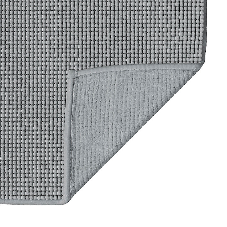 Tapis de bain rectangulaire GoodHome Kina coloris gris minéral en polyester L.70 x l.50 cm