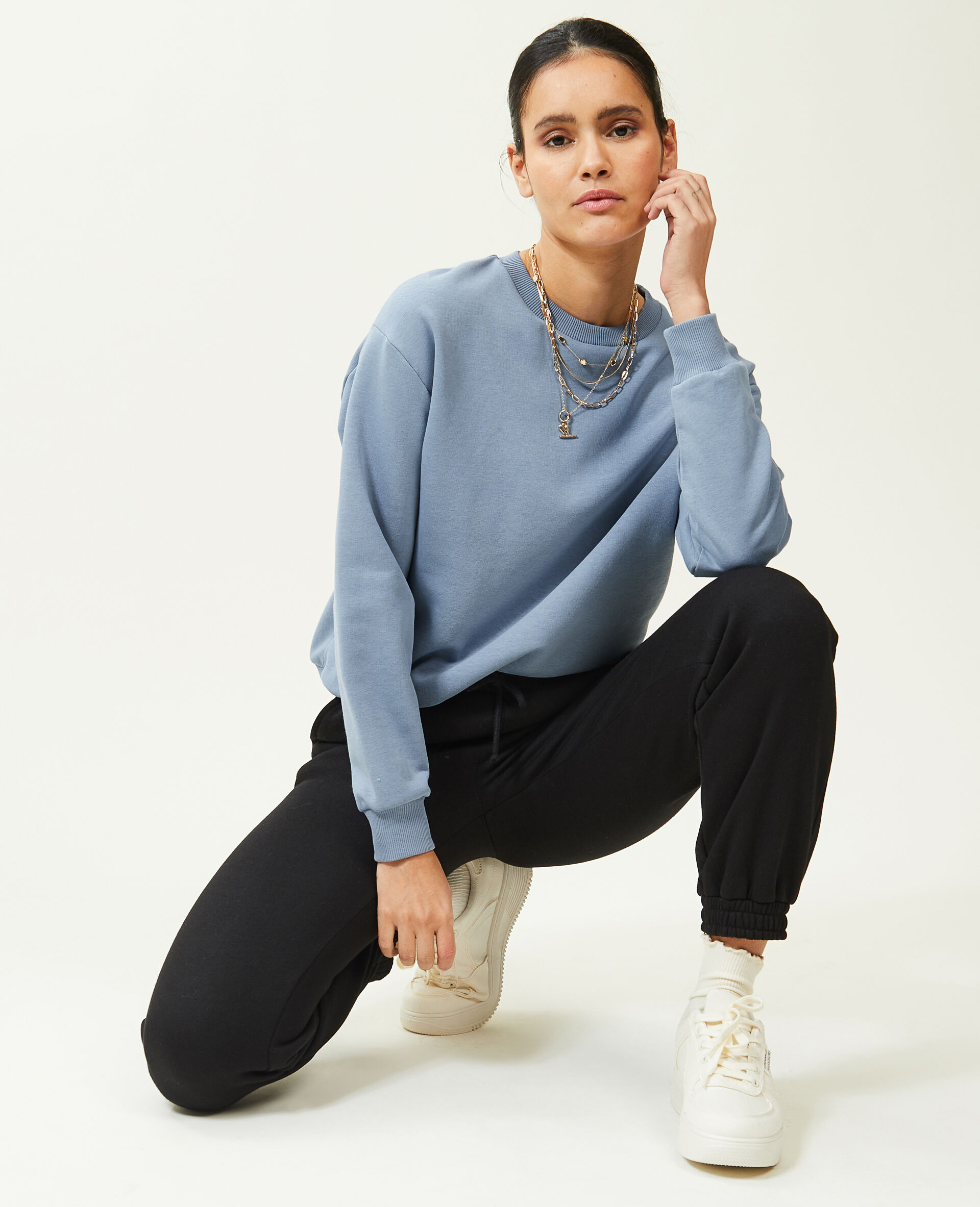 Sweat col rond - Bleu