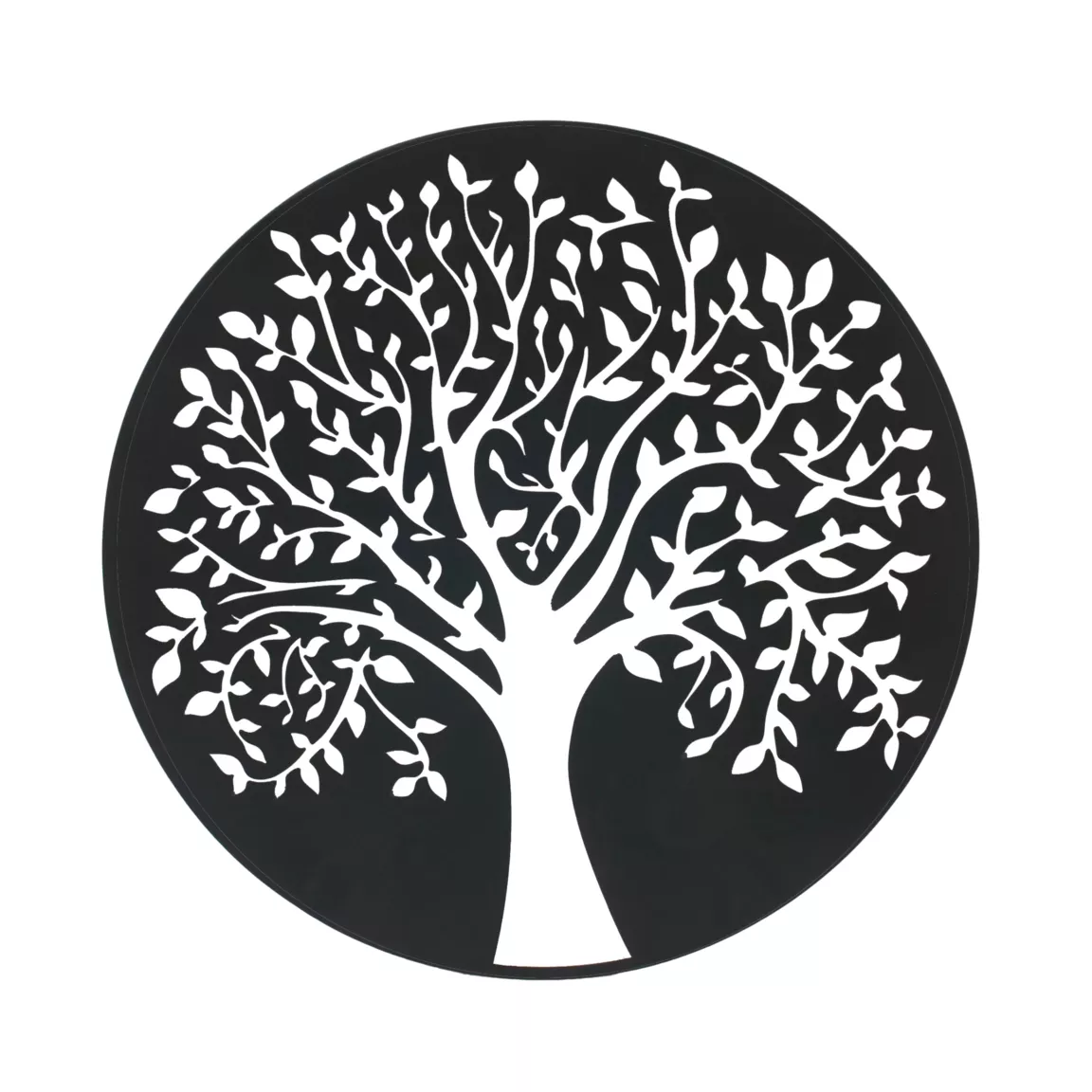 Décoration murale ronde en métal (D60 cm) Arbre de vie Noir