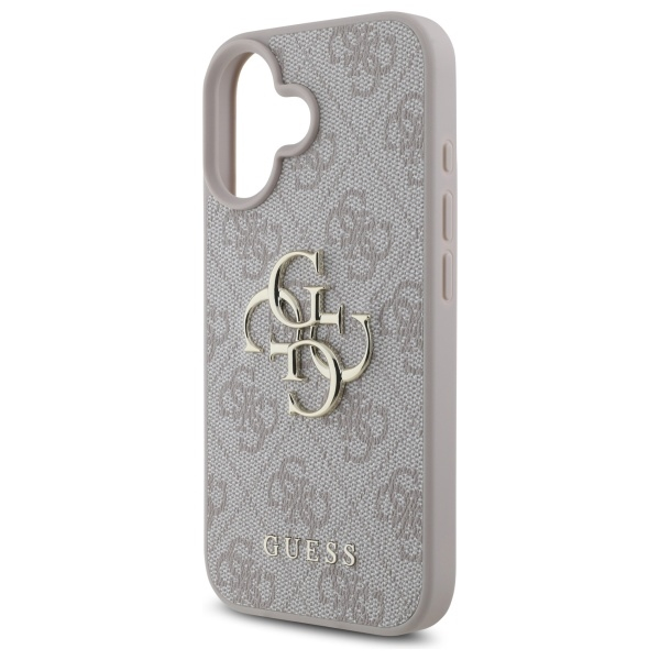 iPhone 16 Leder Hardcase Hülle 4G Big Metal Logo (GUHCP16S4GMGPI) - Rosa