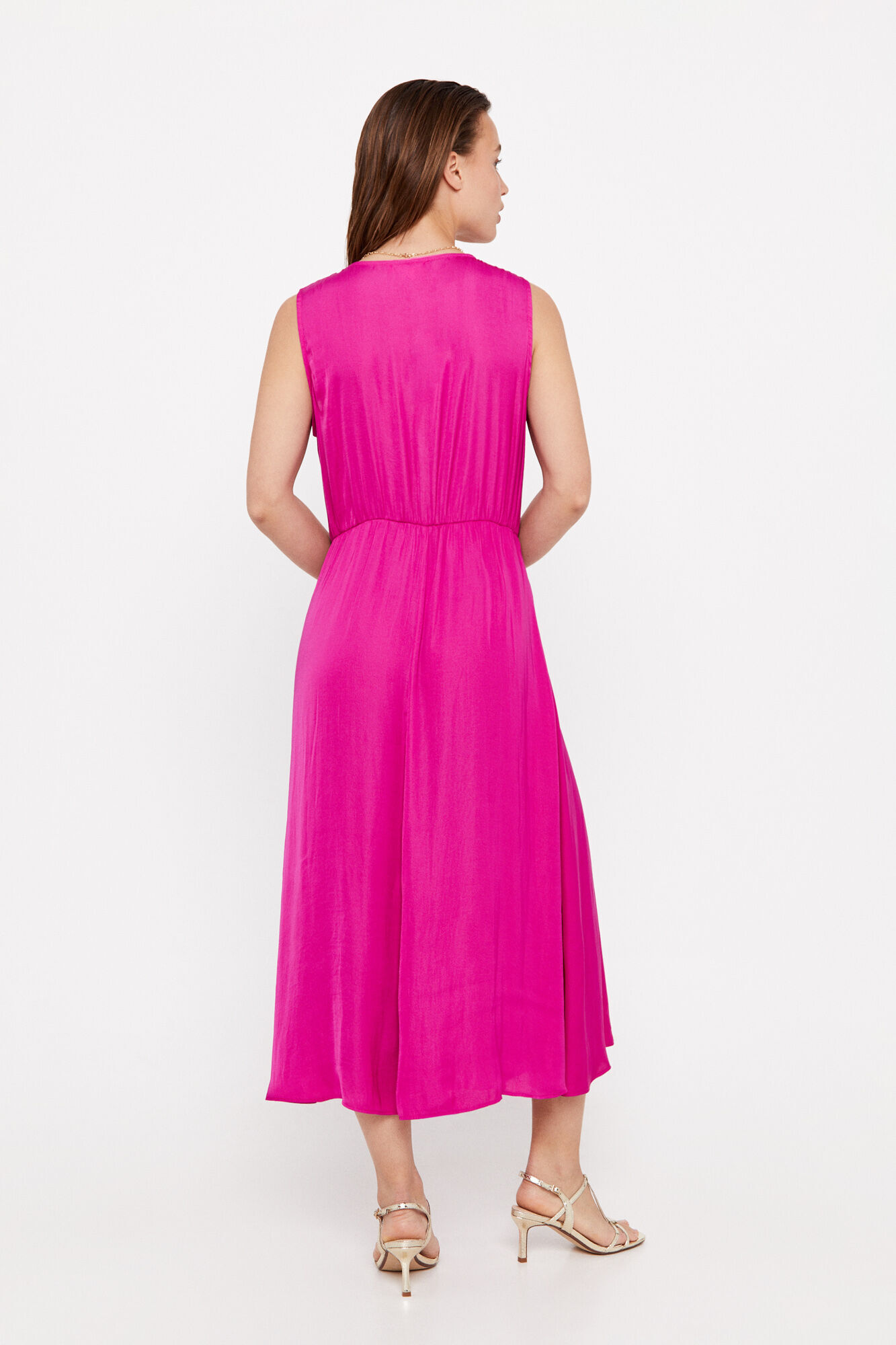 Vestido de cetim sustentável - fúcsia