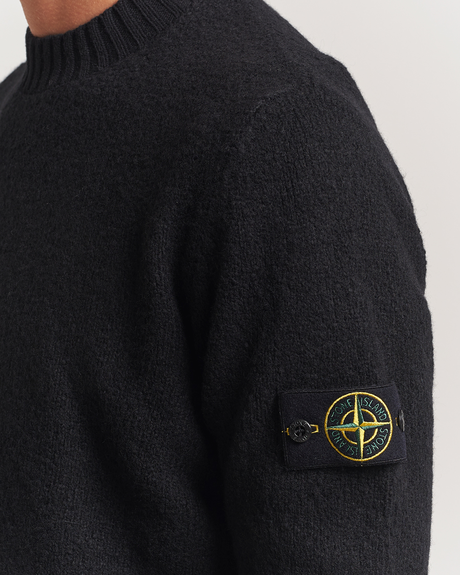 Stone Island Brushed Knitted Wool Crew Neck Black