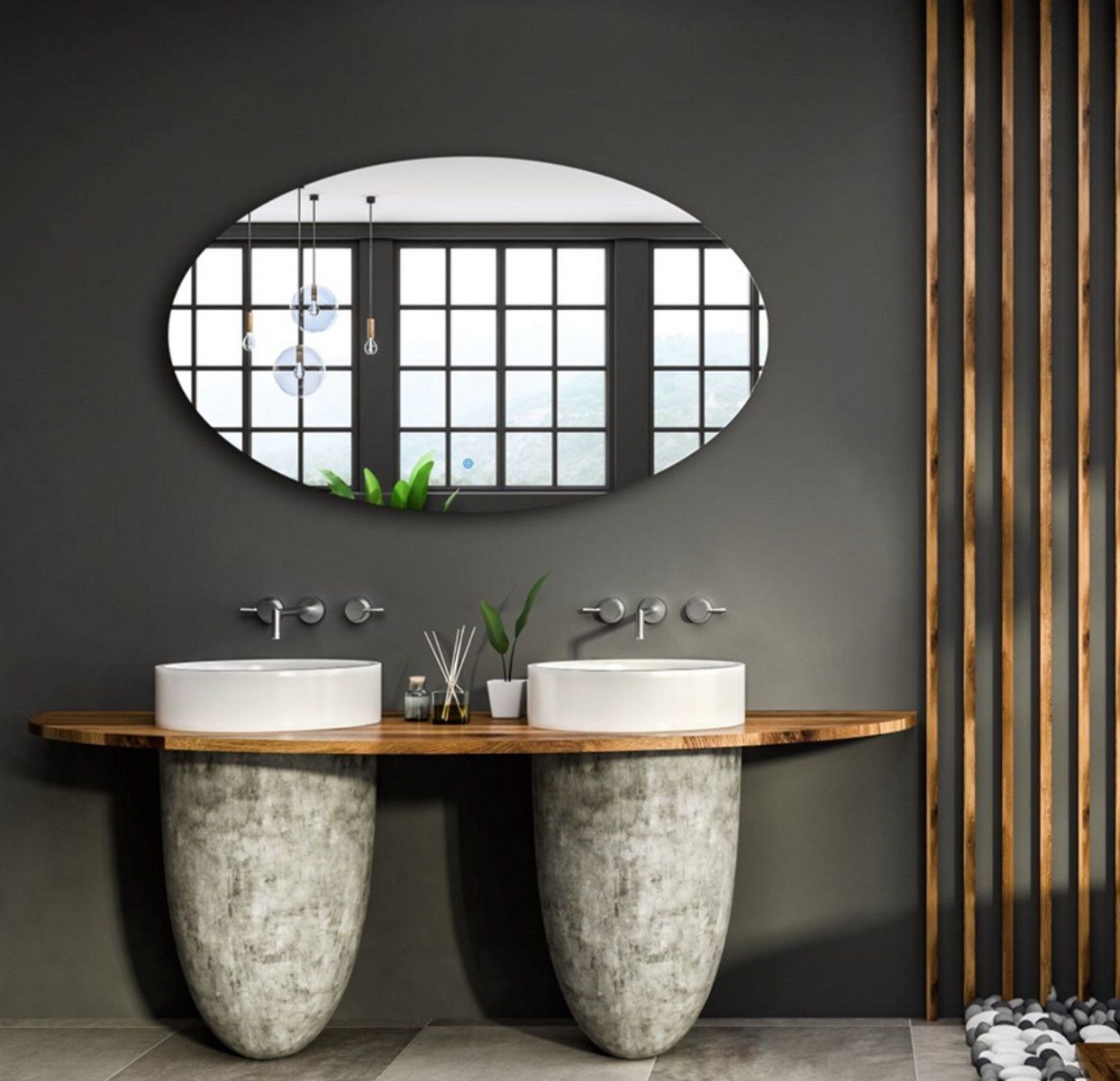 Sanigoods Roan ovale spiegel met LED-verlichting 180x115cm