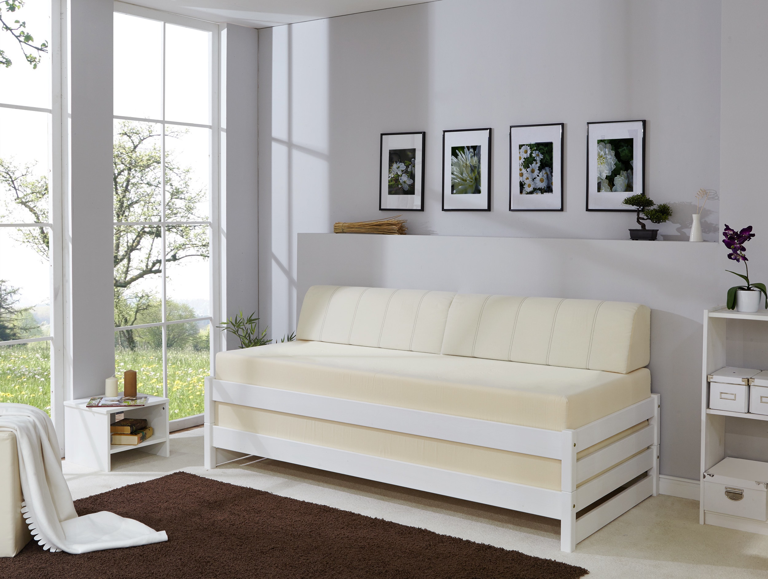 TiCAA TiCAA Massivholz Stapelliege, Stapelbett, Einzelbett, Gästebett Kiefer 90x200
