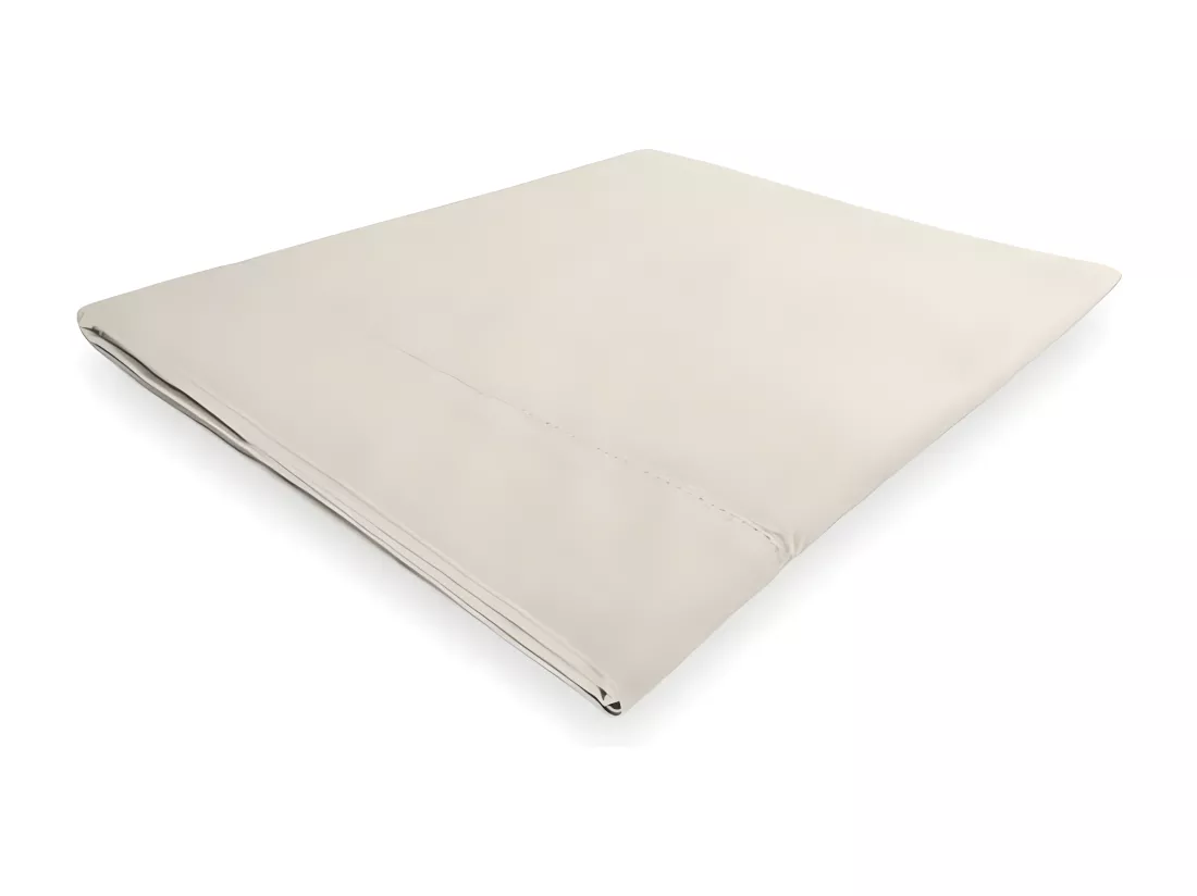 Drap plat en coton 180x290 cm PERCALE ecru, par Soleil d'ocre