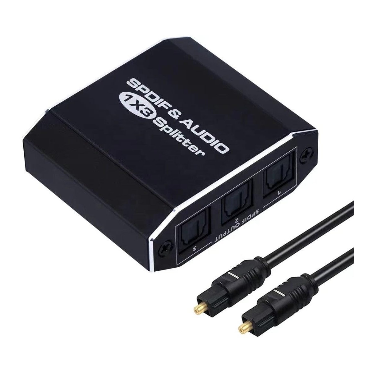 NÖRDIC 1 til 3 Splitter Optisk Audio SPDIF TOSLINK-kabel 1m inkluderer støtte for Dolby Digital DTS 5.1 PCM LPCM