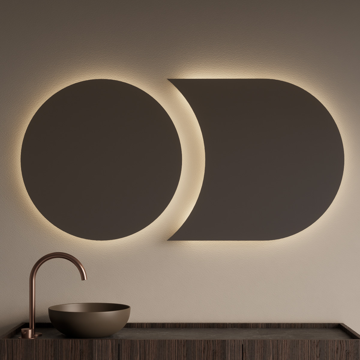 Gliss Design Eris spiegel tweevormig 70   100x70cm met handsensor