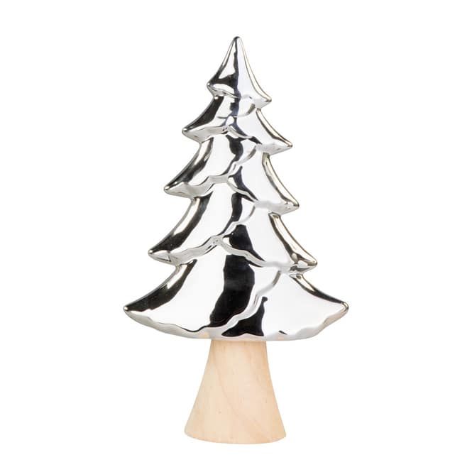 Baum silber/braun - aus Dolomit und Holz - ca. 16 x 7 x 28,5 cm