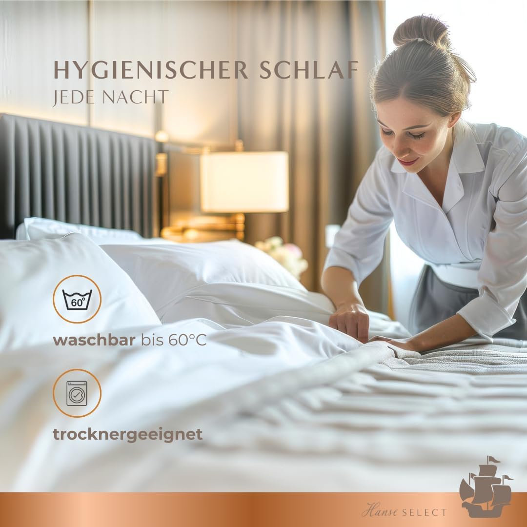 Hanse Select Kopfkissen federfrei 80x80 cm, hochwertiges Kopfkissen für weichen Schlafkomfort mit kombinierter Füllung aus Faserbällchen, waschbar bis 60°C & allergikergeeignet, Made in Germany