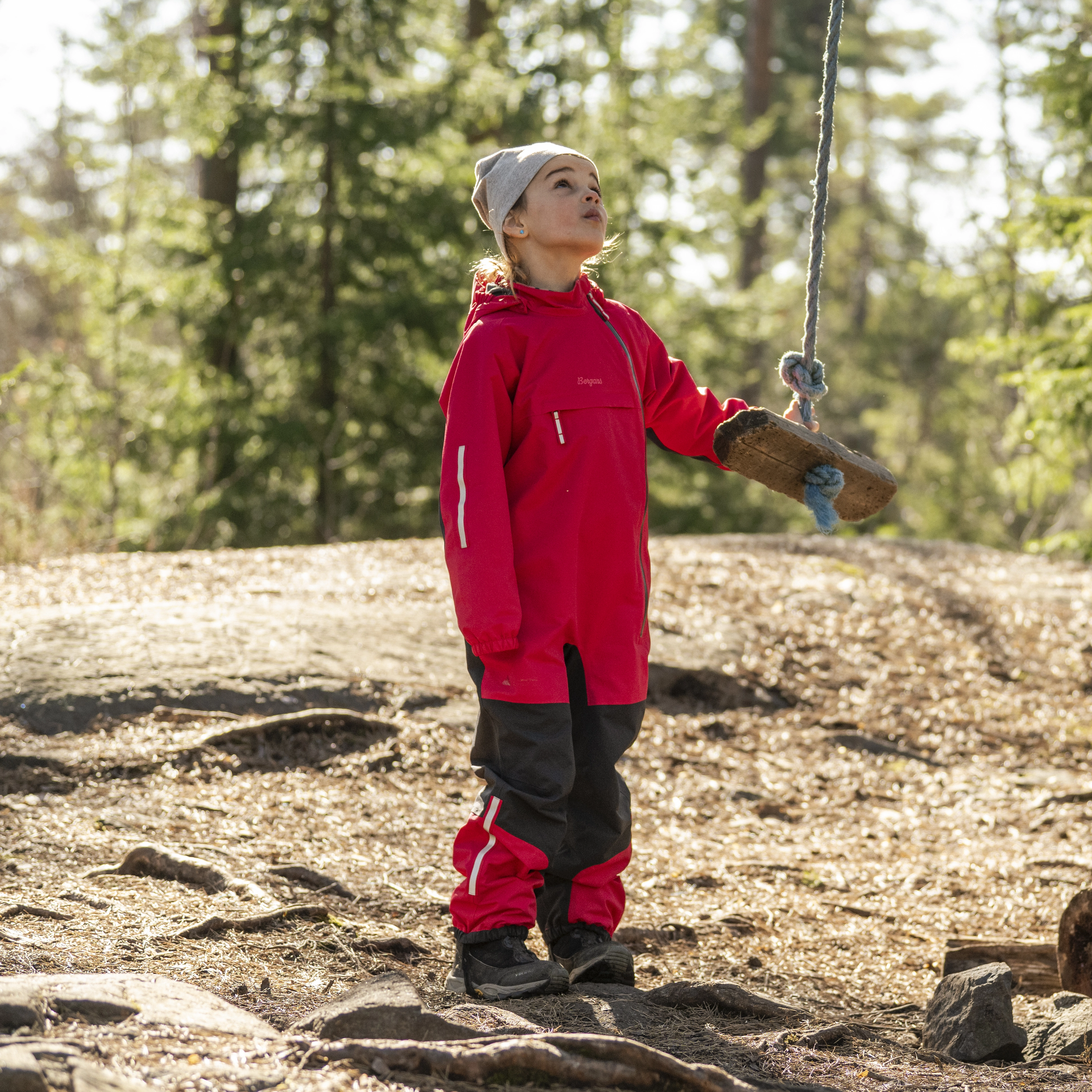 Lilletind Kids Coverall Alpine Rose / Dark Shadow Grey