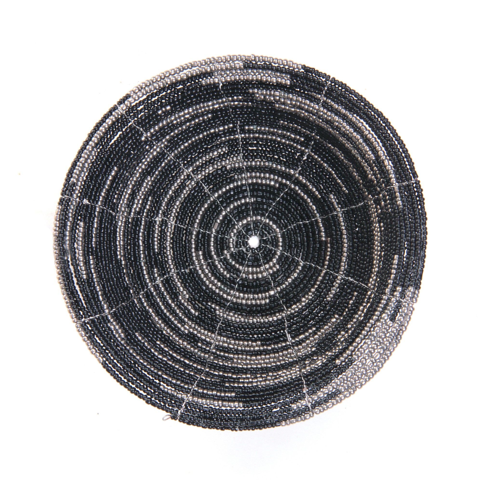 Schale aus Abalonen-Perlen, schwarz, silber, Ø 13 cm, H 6 cm von fischer's lagerhaus