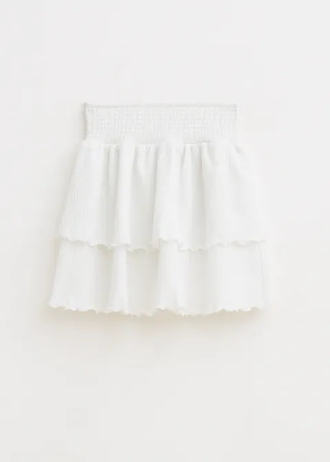 Ruffle rok met structuur wit (WIT)