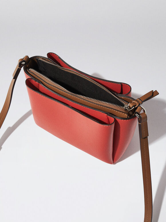 Bolsa transversal com vários bolsos - Coral