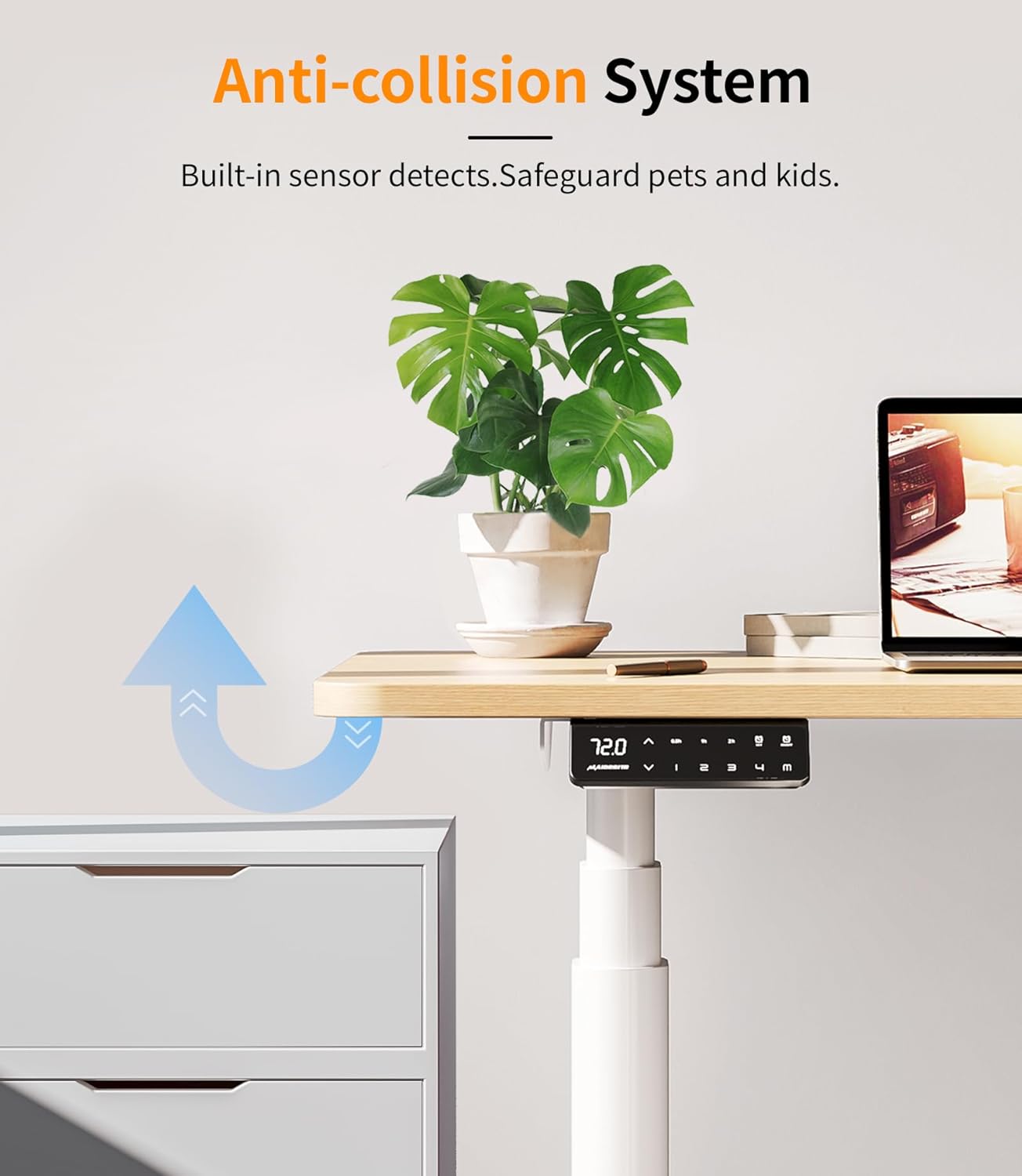 MAIDeSITe EL2 Plus Art Höhenverstellbarer Schreibtisch Gestell mit Ovaler Beindesign, Elektrisch Dualmotor Tischgestell höhenverstellbar mit 62-125cm, 4 Memory-Steuerung Schreibtisch höhenverstellbar