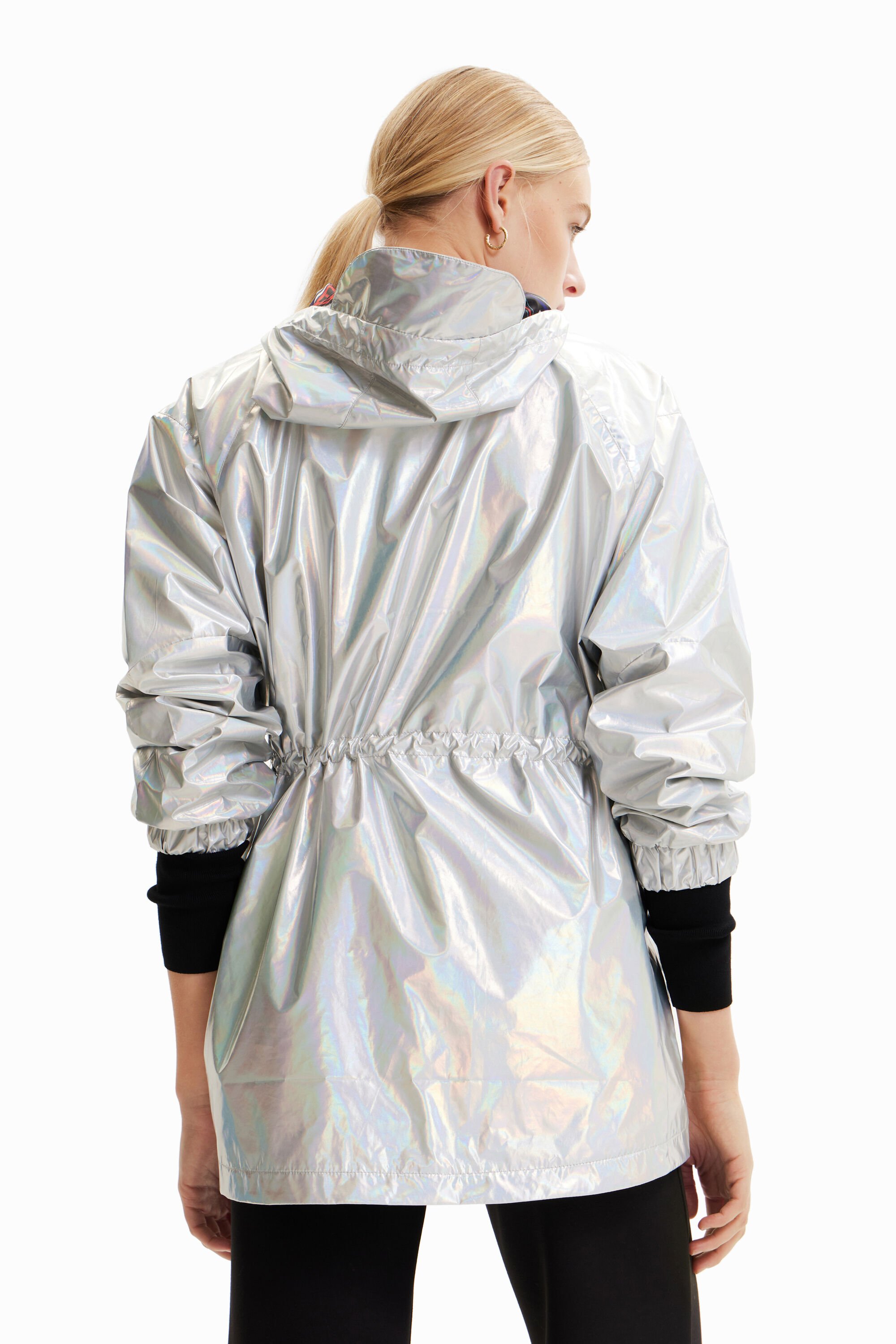 Parka métallisée à capuche
