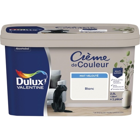 Peinture 2.5 L Crème de Couleur Mat - Blanc