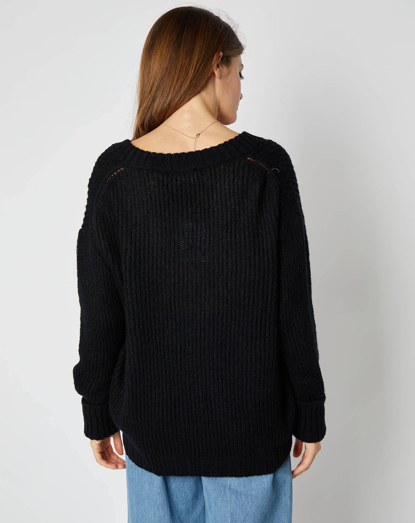 An'ge Pull en Maille mélangée Leena Col V noir