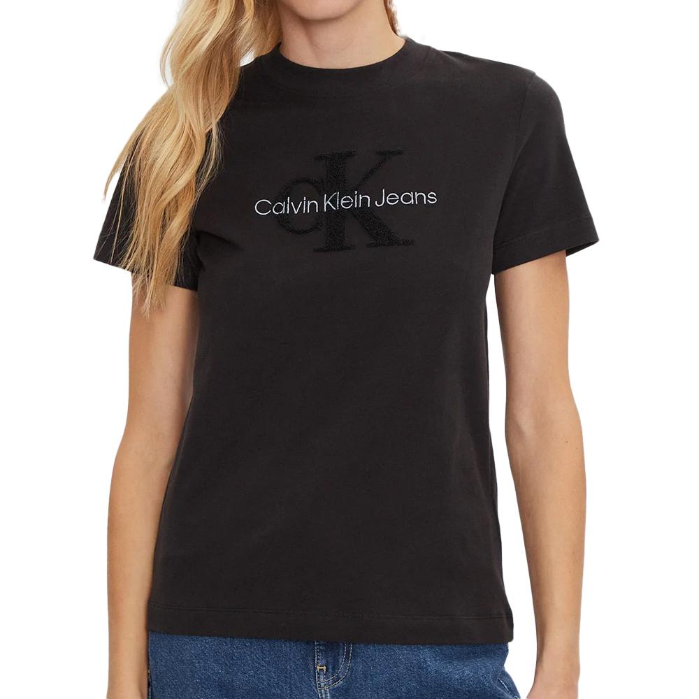 Calvin Klein Jeans T-shirt Noir Femme Calvin Klein Jeans Chenille