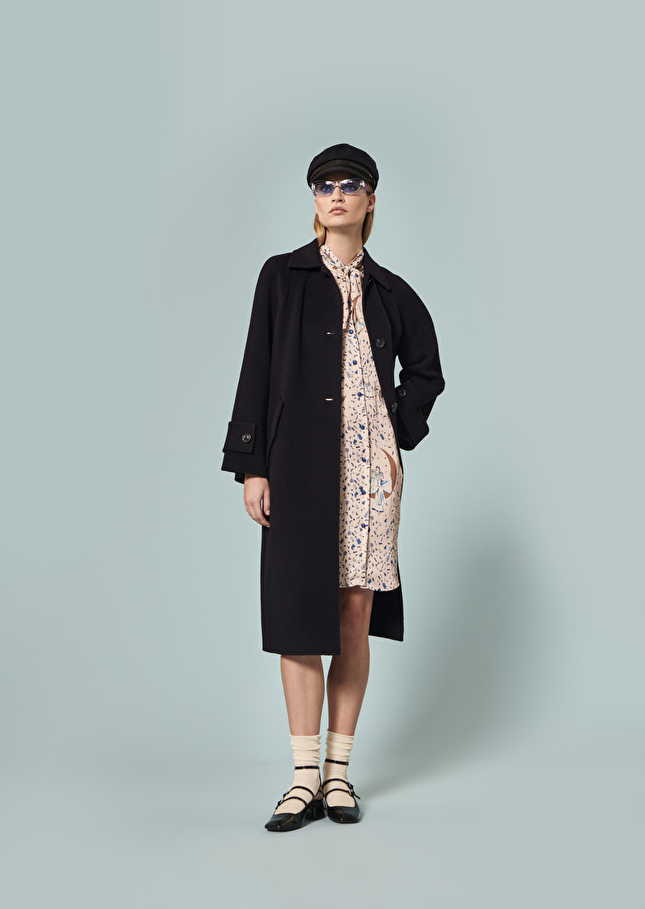 Manteau Maggybleu nuit en laine double face