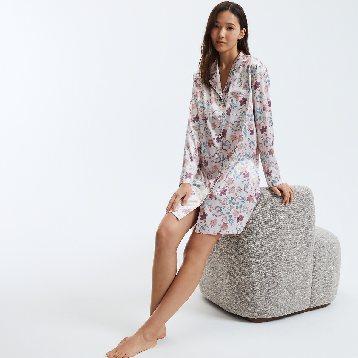 COLEÇÕES LA REDOUTE<br>Camisola de cetim com estampa floral