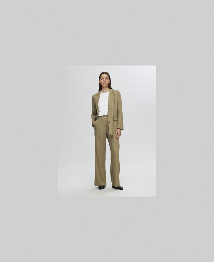 Selected Femme SLFTANIA-ELIANA HW WIDE PANT EX Covert green