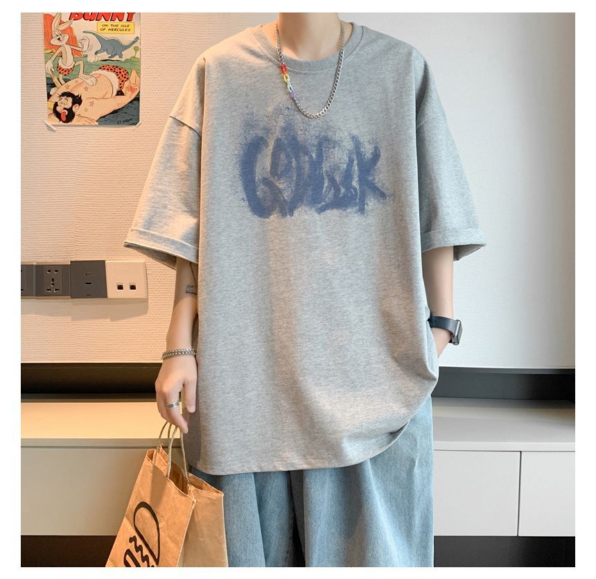 FOEV - T-shirt met ronde hals en print, met elleboogmouwen