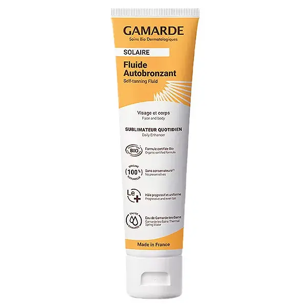 Protetor solar líquido autobronzeador orgânico Gamarde 100ml