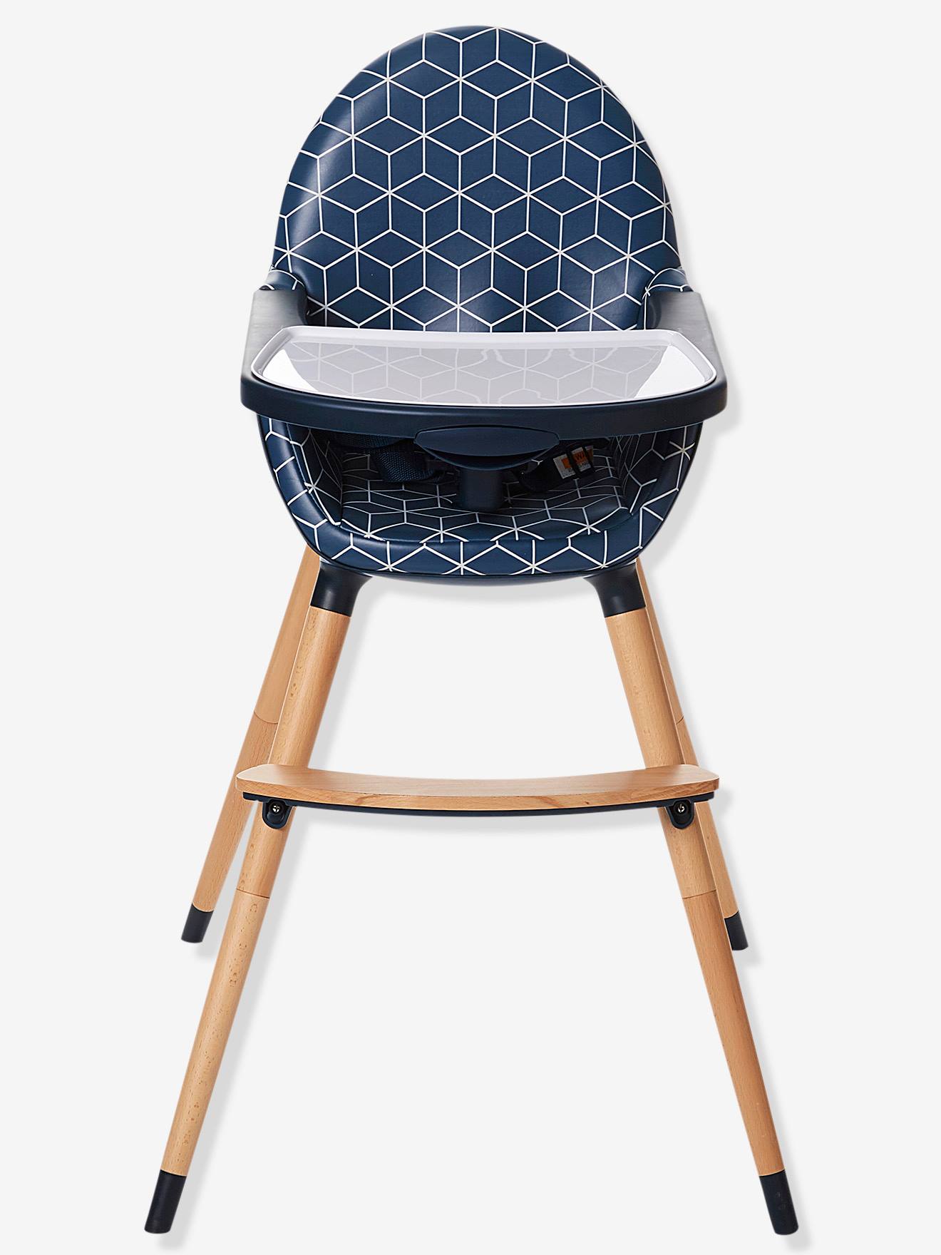 Cadeira alta conversível TopSeat com 2 ajustes de altura, estampa azul escura