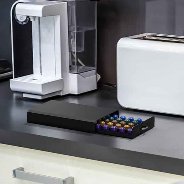 Opbevaringsboks til Nespresso kaffekapsler (sort)