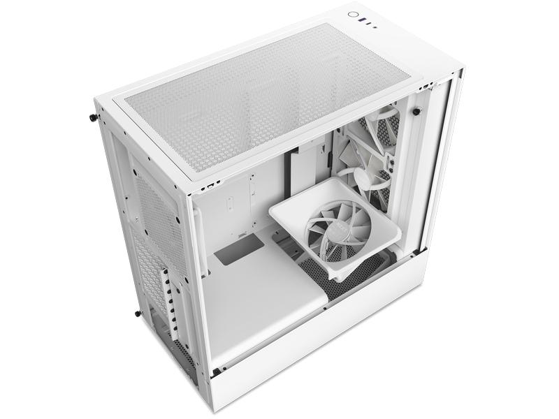 NZXT PC-Gehäuse H5 Flow RGB Weiss matt Kompaktes Mid-Tower-Gehäuse mit Seitenfenster und RGB-Lüftern